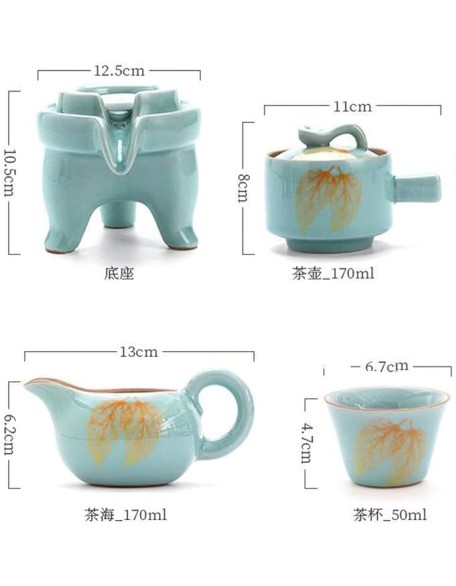 Chinese Ceramic Tea Set Household Teapot Living Room Lazy Stone Mill Automatic Tea Maker