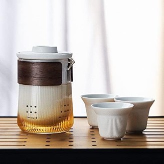 Ceramic Teacup Set Travel Tea Set Ceramic Portable Teaware Sets with Carring Cases Teapot with Small Glass Filter Flower Teawares fee Set Tea fee Pot Teapots,