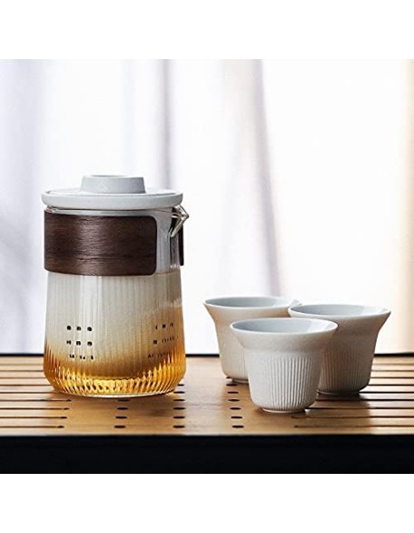 Ceramic Teacup Set Travel Tea Set Ceramic Portable Teaware Sets with Carring Cases Teapot with Small Glass Filter Flower Teawares fee Set Tea fee Pot Teapots,