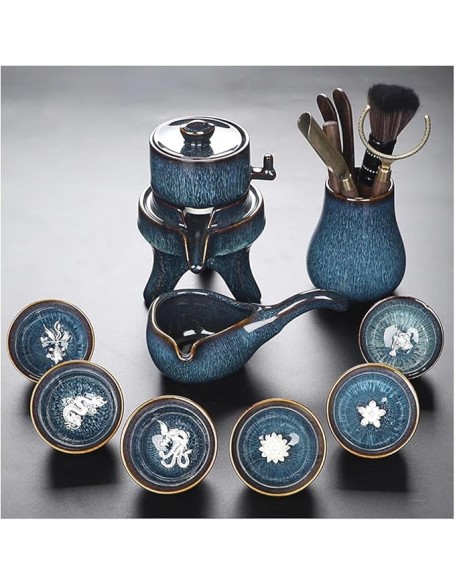 Universal Tea Set, Tea Set Tea Set Ceramic semi-Automatic Tea Set teapot Teacup Chinese Retro semi-Automatic Tea Set Party Home 6 Cups Coffee Set