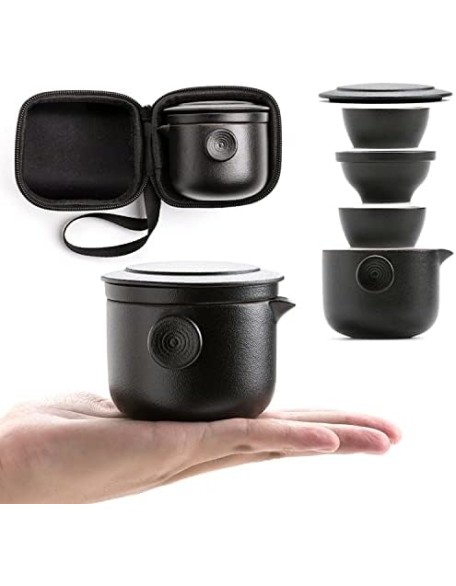 Universal Tea Set， Ceramic Teapot with 2 Teacups Porcelain Gaiwan Tea Set Portable Travel Tea Set Drinkware，