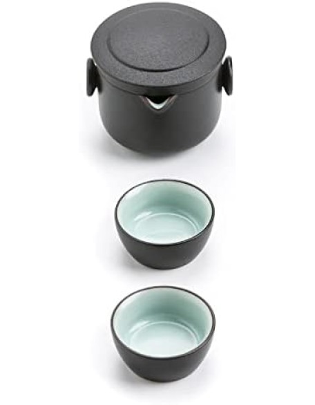 Universal Tea Set， Ceramic Teapot with 2 Teacups Porcelain Gaiwan Tea Set Portable Travel Tea Set Drinkware，