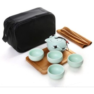 Tea Set Coffee Cup Portable Travel e Ceramic Teapot and 4 Teacups Teatray