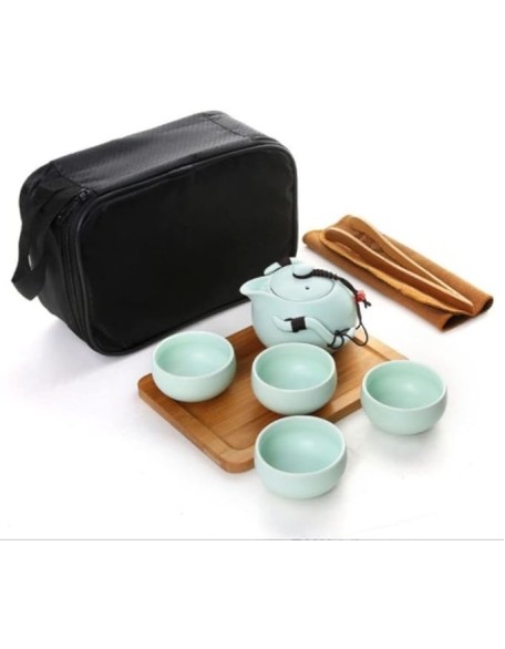 Tea Set Coffee Cup Portable Travel e Ceramic Teapot and 4 Teacups Teatray