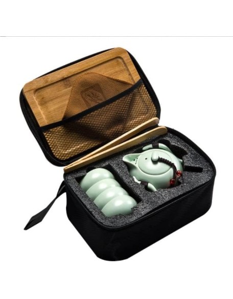 Tea Set Coffee Cup Portable Travel e Ceramic Teapot and 4 Teacups Teatray
