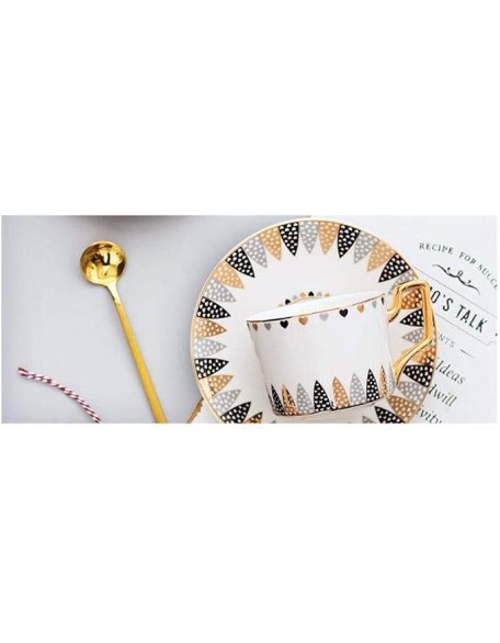 Court Style Ceramic Tea Set European Creative Gold Handle Home Set Coffee Set Cup Tray with Spoon
