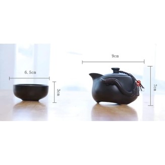 Ceramic Teapot Kettle Gaiwan Chinese Travel Ceramic Teacup Pu'er Tea Pot Portable Tea Set (White 21 * 9 * 14.5cm) (Black 21 * 9 * 14.5cm)