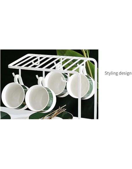 European Style Tea Cup Set Tea Cups and Saucers Sets of 4 Espresso Cups with Gold Trim Porcelain 7 Oz Coffee Cups with Saucers Spoons (Black)