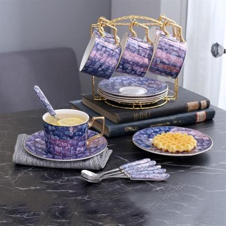 Coffee Mug Coffee Cup Set Will Flash Bone China Tracing Gold Phnom Penh Afternoon Tea Tea Set Set with Saucer with Stirring Spoon Home Tea Cup, Fancy Tea Cups, Flower Tea