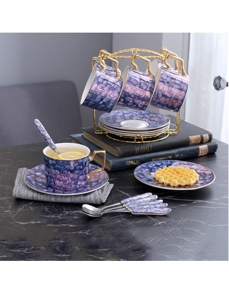 Coffee Mug Coffee Cup Set Will Flash Bone China Tracing Gold Phnom Penh Afternoon Tea Tea Set Set with Saucer with Stirring Spoon Home Tea Cup, Fancy Tea Cups, Flower Tea