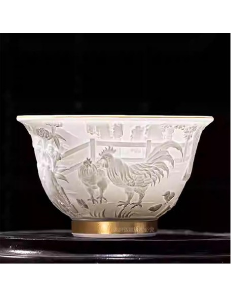 Hand-made Engraving Chinese Zodiac Tea Cups Traditional Ceramic Tea Cup, Tea Set, Kung Fu Tea Cup, Coffee Cup H