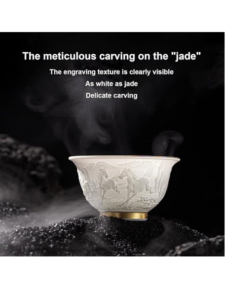 Hand-made Engraving Chinese Zodiac Tea Cups Traditional Ceramic Tea Cup, Tea Set, Kung Fu Tea Cup, Coffee Cup H