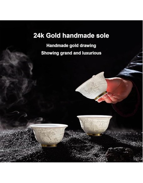 Hand-made Engraving Chinese Zodiac Tea Cups Traditional Ceramic Tea Cup, Tea Set, Kung Fu Tea Cup, Coffee Cup H