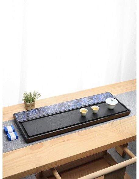 Tea Set Goldstone Tea Tray Whole Natural Household Stone Tea Table Simple Modern Chinese Single Layer Tea Set Living Room Tea Sea Chinese Tea Set,80 * 30 * 3cm