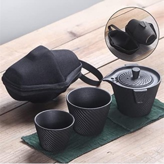 Ceramic Kung Fu Tea Set Travel Bag Teaware Pottery One Teapot and Two Teacups Portable Tea Pot and Cup Set