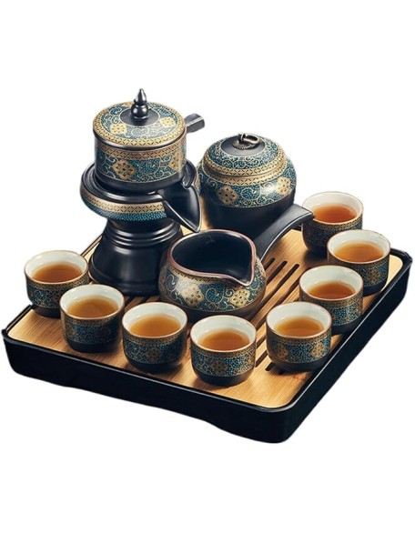 Chu Wen Sheng-1971 Gongfu Tea cup Home/Outdoor/Office Gifts 功夫 Portable Teapot Set Home,Gifting,Outdoor and Office 简约家用客厅 Gongfu Tea Set with Teapet 陶瓷石磨泡茶壶 Ceramic/galss Teapot,现代冲茶器