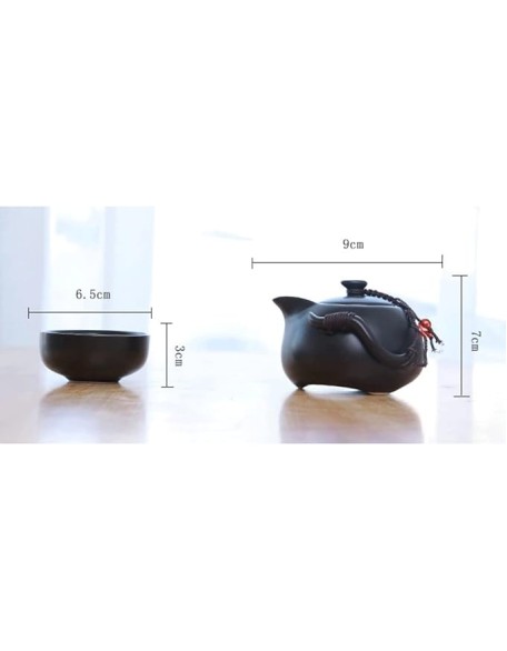 Ceramic Teapot Kettle Gaiwan Chinese Travel Ceramic Tea Cup For Puer Chinese Tea Pot Portable Tea Set (Color : Black, Size : 21 * 9 * 14.5cm) (Black 21 * 9 * 14.5cm)