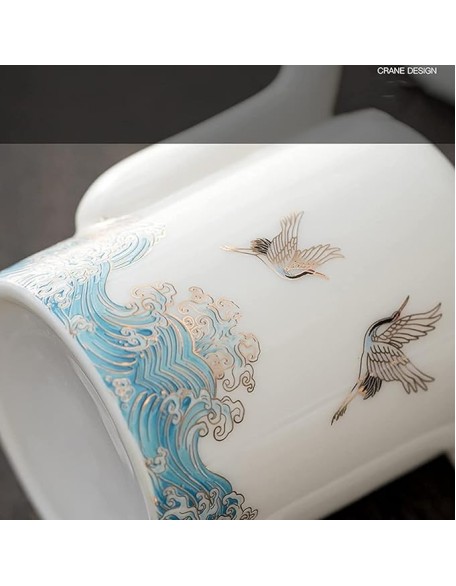 Porcelain Tea Set, Chinese Tea Set, Ceramic Teapot, Tea Canister, 6 Tea Cups, for Home Outdoor High-end Gift Box with Lid