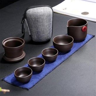 Portable Travel Tea Set Outdoors Ceramic Tea Cup Suit Drinking Set Chinese Kung Fu Tea Set