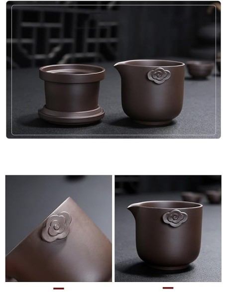 Portable Travel Tea Set Outdoors Ceramic Tea Cup Suit Drinking Set Chinese Kung Fu Tea Set(E)