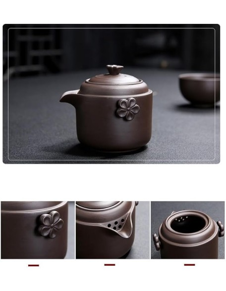 Portable Travel Tea Set Outdoors Ceramic Tea Cup Suit Drinking Set Chinese Kung Fu Tea Set(E)