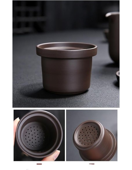 Portable Travel Tea Set Outdoors Ceramic Tea Cup Suit Drinking Set Chinese Kung Fu Tea Set(E)