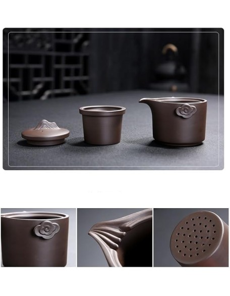 Portable Travel Tea Set Outdoors Ceramic Tea Cup Suit Drinking Set Chinese Kung Fu Tea Set(E)