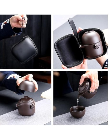 Portable Travel Tea Set Outdoors Ceramic Tea Cup Suit Drinking Set Chinese Kung Fu Tea Set