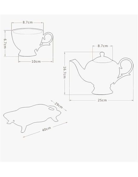 Elegant White Porcelain Tea Set with Gold - trimmed Detailing and Floral Embossment, 1 Teapot and 6 Cups, Ideal for Refined Afternoon Tea