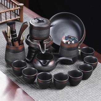 Portable Chinese tea set, Kung Fu tea set, teapot set - Ceramic teapot and teacup with travel bag, portable multifunctional gift bag for travel, home, gifts, outdoor and office (A2)
