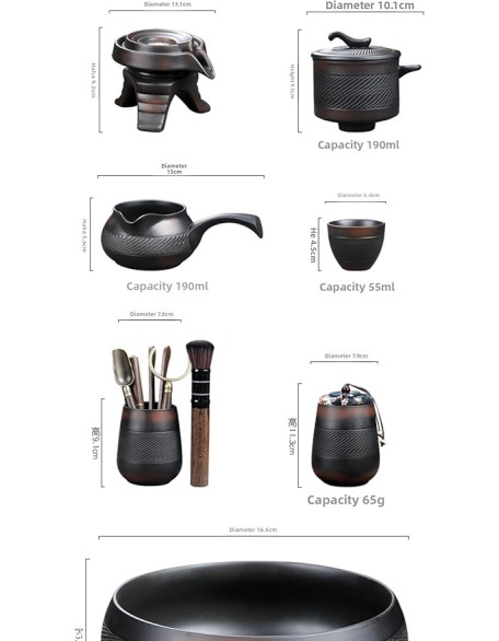Portable Chinese tea set, Kung Fu tea set, teapot set - Ceramic teapot and teacup with travel bag, portable multifunctional gift bag for travel, home, gifts, outdoor and office (A2)