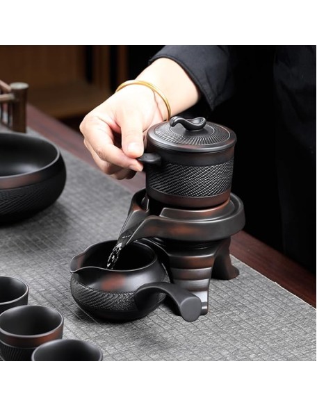 Portable Chinese tea set, Kung Fu tea set, teapot set - Ceramic teapot and teacup with travel bag, portable multifunctional gift bag for travel, home, gifts, outdoor and office (A2)