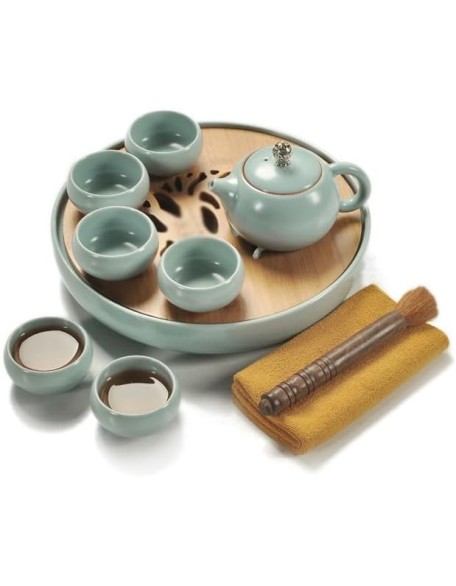 Tea Set Ceramic Kung Fu Teapot Tea Tray Water Storage Travel Tea Cup One Pot Portable Home Tea Tray Tea Set Home Study Tea Tray