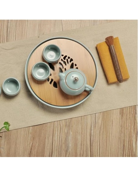 Tea Set Ceramic Kung Fu Teapot Tea Tray Water Storage Travel Tea Cup One Pot Portable Home Tea Tray Tea Set Home Study Tea Tray