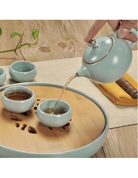 Tea Set Ceramic Kung Fu Teapot Tea Tray Water Storage Travel Tea Cup One Pot Portable Home Tea Tray Tea Set Home Study Tea Tray