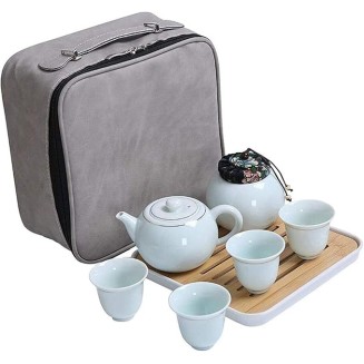 European Ceramic Tea Sets, Business Coffee Cup Set Travel Tea Pot Cup Set with Tray Chinese Ceramic Tea Pot 1 Pot 4 Cups 250Ml Porcelain Teacups with