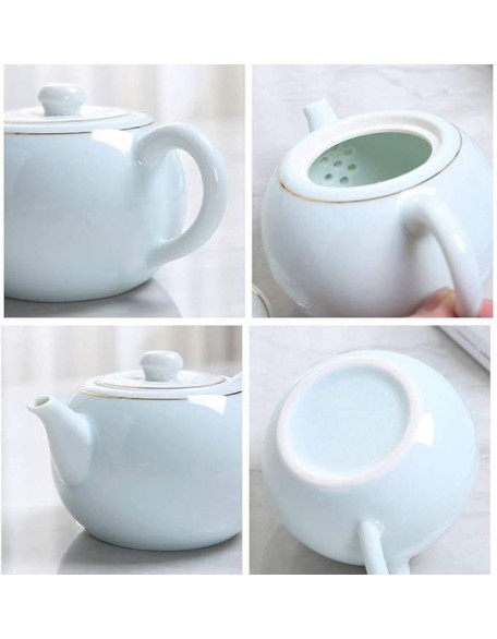 European Ceramic Tea Sets, Business Coffee Cup Set Travel Tea Pot Cup Set with Tray Chinese Ceramic Tea Pot 1 Pot 4 Cups 250Ml Porcelain Teacups with